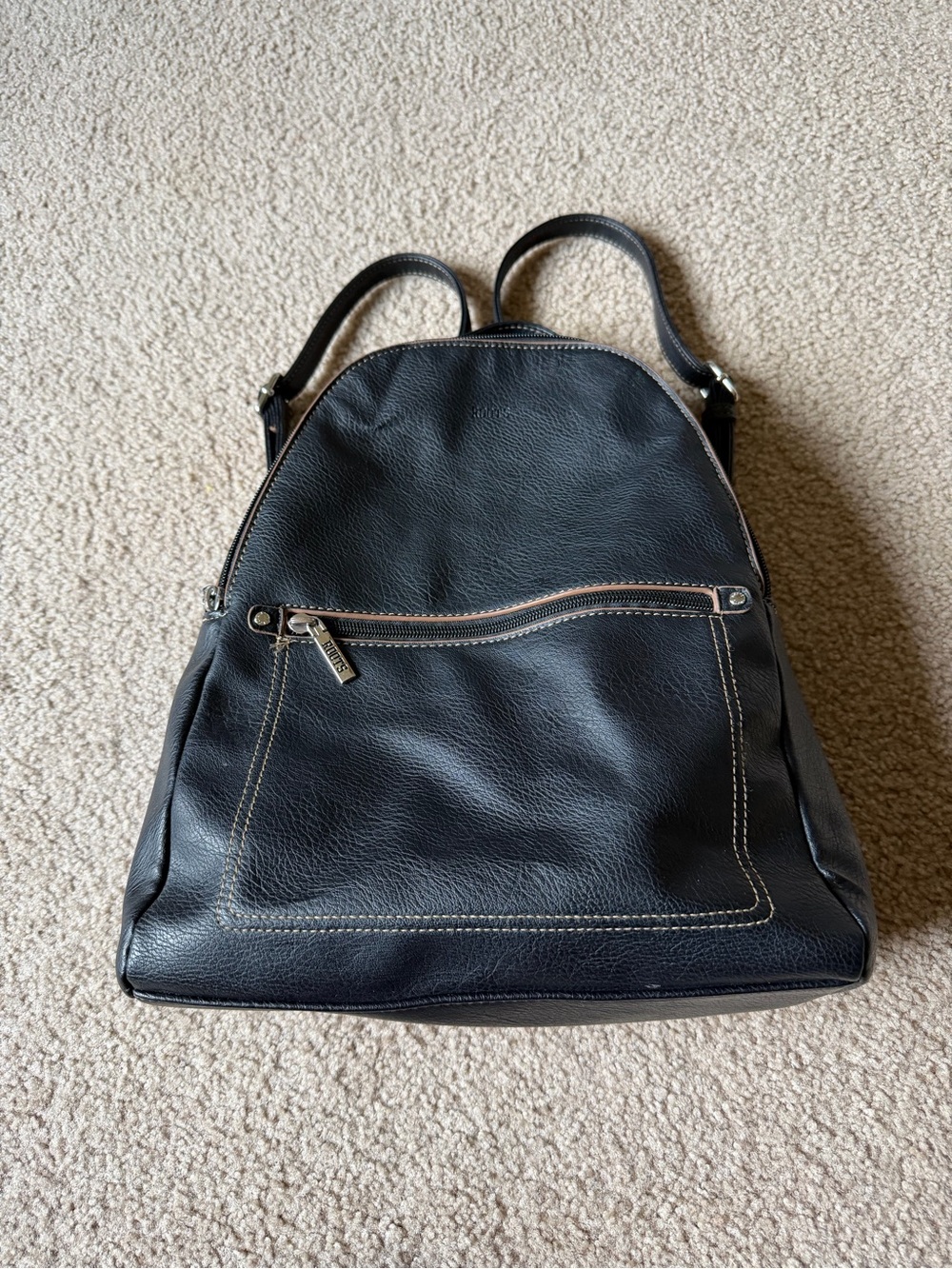 Roots Women Mini Leather Black Backpack